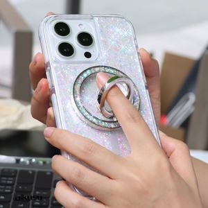 Étui de téléphone personnalisé avec paillettes Tpu Pc Tpe 3 en 1 Anti-jaunissement Magnétique Antichoc pour Iphone 16 15 14 13 12 Pro Max - Product Image 1