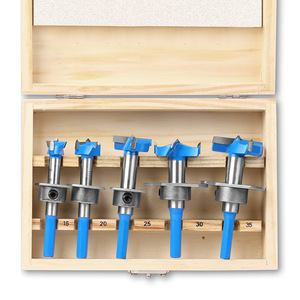 Lot de 5 forets Forstner à profondeur réglable 15mm-35mm pour trous de charnières de portes d'armoires, professionnels, droits, avec coffret en bois - Product Image 3