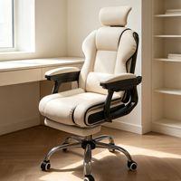 Chaise d'ordinateur moderne en métal durable avec surface en cuir pour la maison, le bureau et la chambre, réglable en hauteur et pivotante