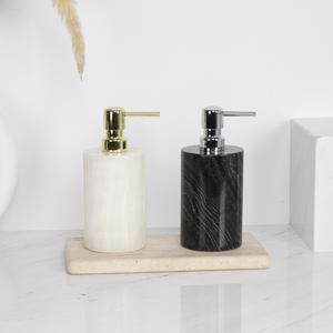 Accessoire de salle de bain en céramique marbrée de luxe, flacon en céramique de 150 ml, flacon de gel douche, flacon distributeur de shampoing - Product Image 1