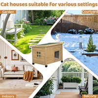 Maison pliable multi-animaux en bois écologique avec toit imperméable, fenêtre en acrylique et patins réglables – Abri pour chats et lapins