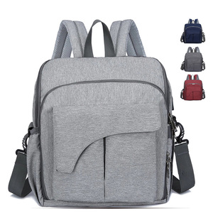 Multifunctional Mommy <b>Backpack</b> <b>Large</b> Capacity Diaper Bag With Bottle Storage For Babies And Mothers Gray Nylon - Product Image 5