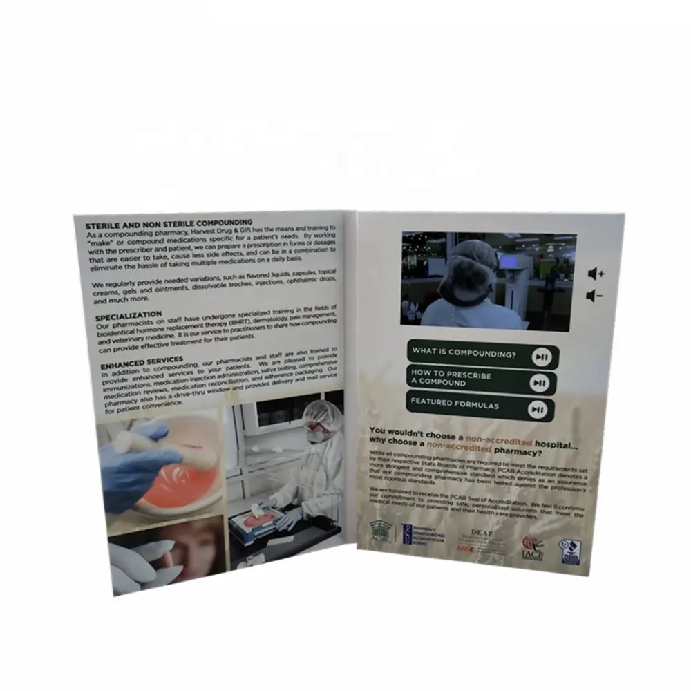 コートLCDスクリーンビデオマガジンインサートパンフレットカードA5サイズ2GB5.0インチクリスマスデジタル印刷オフセット印刷ヨーロッパ