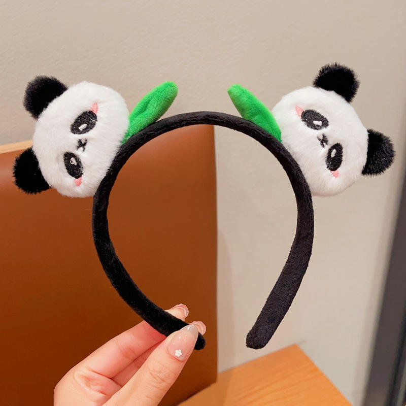 Professional Plush Panda Plush Hairband Headbands Plush Black White Color Panda Headband