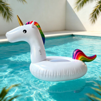 Aufblasbares Einhorn-Pool-Float aus strapazierfähigem PVC, auslaufsicher, anpassbare Größe für Erwachsene & Familienfeiern, Spaß im Schwimmbad, Poolspielzeug