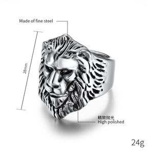 Anelli Classici Punk in Acciaio Inossidabile Argento Oro Nero con Design a <span class=keywords><strong>Testa</strong></span> di <span class=keywords><strong>Leone</strong></span> per Regali di Compleanno, Anniversario e Fidanzamento da Uomo - Product Image 3