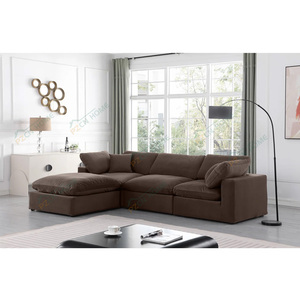 Juego de Sofás Modulares Europeos, Muebles Negros en Forma de <span class=keywords><strong>L</strong></span>, Sofá Seccional Convertible Tipo Nube, Sofá de <span class=keywords><strong>4</strong></span> Plazas, Muebles de Sala de Estar - Product Image 5