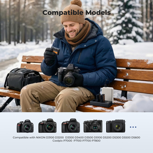 K&F Concept Convient aux <span class=keywords><strong>Nikon</strong></span> <span class=keywords><strong>D5300</strong></span> <span class=keywords><strong>D5600</strong></span> D5100, Chargeur LCD 3 emplacements et ensemble de 3 batteries rechargeables EN-EL14 pour appareil photo <span class=keywords><strong>Nikon</strong></span> - Product Image 3