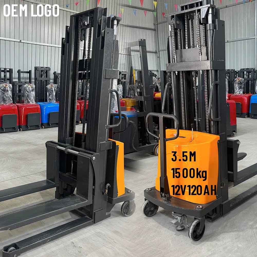 Đi bộ điện xe nâng Pin hoạt động Stacker bán điện Pallet Stacker 1.6 tấn