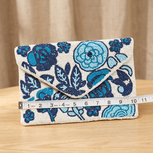 Pochette de soirée de luxe perlée, faite main, motif floral, sac à main enveloppe pour fêtes et mariages, sac à main tendance, fournisseur en gros, prix abordable - Product Image 1