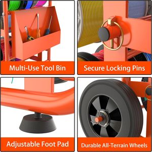 Jh-mech dây <span class=keywords><strong>Reel</strong></span> Caddy Nền Kinh Tế bánh xe 150 lbs Công suất dọc và ngang kim loại thép Cáp <span class=keywords><strong>Reel</strong></span> đứng - Product Image 4