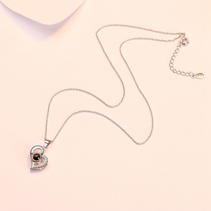 Charm moda gioielli classici da donna in lingua 100 ti amo proiezione cuore collana pendente da donna - Product Image 6