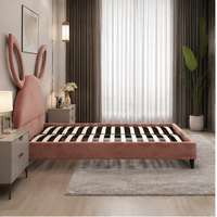 Lit plateforme moderne de luxe en velours avec tête de lit rembourrée douce, taille Queen et King, mobilier de chambre à coucher