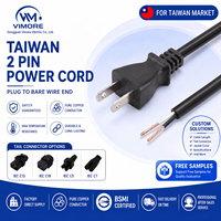 Cable de Alimentación Certificado por BSMI, DongGuan China, 2 Pines C7 CNS 690, 15A 125V, 2x0.75mm2, Cable de Cobre para Computadora y Electrodomésticos, OEM ODM