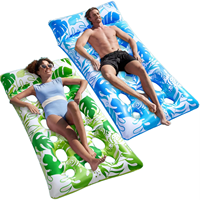 Kasur Apung PVC Lipat Bergaris untuk Kolam Renang, Tempat Tidur Apung, Hammock Air untuk Hiburan Air (Satu Orang)