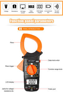 Pinza Amperimétrica Digital VICTOR DM6266 AC 1000A 1000V 50mm, Medidor de Voltaje, Corriente y Resistencia AC/DC, Multímetro Digital Económico - Product Image 3