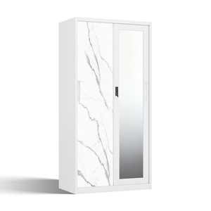 Armoire métallique imprimée avec 2 portes coulissantes et miroir 900 mm pour l'organisation de la chambre - Product Image 2