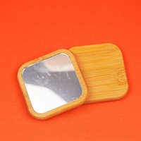 Miroir de maquillage de poche en bambou écologique Portable Logo personnalisé cadre de main en bois verre moderne personnalisé petit cosmétique de beauté