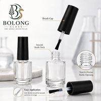 Bouteille de vernis à ongles en verre cylindrique personnalisable avec logo, vente en gros, 100 pièces, 5ml, 10ml, 15ml, avec bouchon à vis, écologique, recyclable, vide