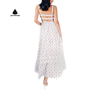 Abito da donna in cotone bianco <span class=keywords><strong>fragola</strong></span> con scollatura scollata vedi abito da donna abbigliamento da donna - Product Image 2