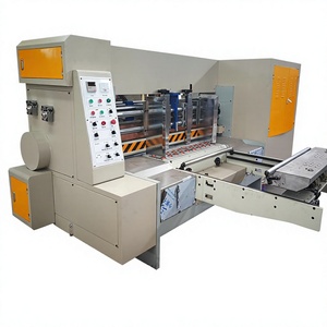 Machine entièrement automatique électrique pour la fabrication de boîtes à pizza en carton ondulé avec alimentateur à bords et découpeuse rotative - Product Image 1