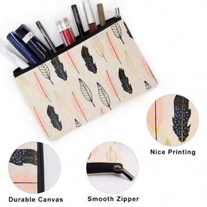 Wholesale Fashionable Cotton Canvas Lash Travel Pouch Custom Logo Reusable Toiletry Cosmetic <b>Makeup</b> <b>Case</b> With Zipper - Product Image 4
