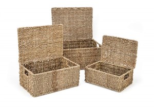 سلة نزهة من الورق المقوى لغرفة النوم، 50 سلة منسوجة يدويًا للتخييم، رمادية اللون، للغسيل، مع قفل، صينية من الخيزران المنسوج، رفوف - Product Image 4