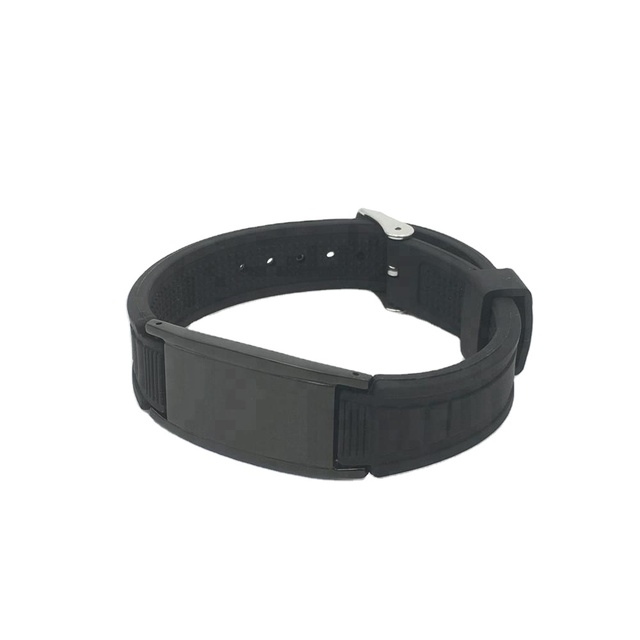Black Stainless Steel & Silicone 2in1 Magnetic Bracelet for Men with Negative Ion