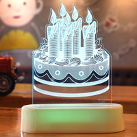 Lampe de nuit LED créative à télécommande GL-T02 pour fête d'anniversaire, en acrylique, étanche, alimentée par piles, stéréo 3D, cadeau