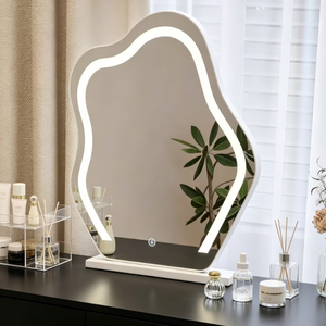 Heavenly <b>Mirror</b> <b>Irregular</b> Shape LED Makeup <b>Mirror</b> Touch Switch Plastic Frame Minimalist Design Freestanding Eco-friendly - Product Image 3