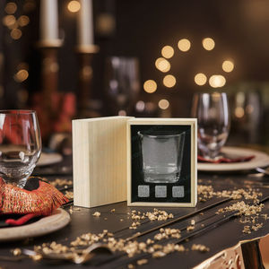 カスタム鉛フリークリスタルスクエアウイスキーグラスとウィスキーストーンセット木箱付きShunstoneメーカー - Product Image 3