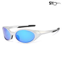 Lunettes de soleil de sport CE non polarisées, coupe-vent, monture intégrale, unisexe, ovales, monture PC, verres TAC UV400 miroir, pour le cyclisme en extérieur