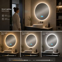 Miroir de salle de bain intelligent avec capteur radar, anti-buée automatique, écran tactile 5 pouces, éclairage LED