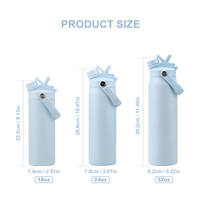 Gourde isotherme à double paroi de 24 oz avec paille, en acier inoxydable, personnalisable avec logo, pour le sport et les voyages