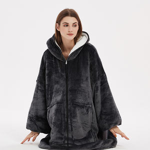 Polyester Sherpa Inside Flannel Fleece <strong>Snuggle</strong> Custom Anime Wearable Oversized Blanket <strong>Hoodie</strong> for Kids Women <strong>Men</strong> - Product Image 5