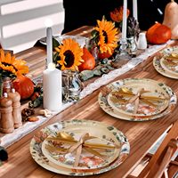 Vaisselle de Thanksgiving en papier, assiettes, serviettes, décorations de fête d'automne, fournitures jetables pour fête de Thanksgiving, gobelets, couverts, décorations