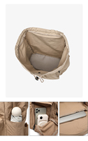 Sac à dos décontracté léger et imperméable en nylon avec cordon de serrage pour femme, grande capacité, fermeture à rabat, sac à dos de voyage pour trajets quotidiens