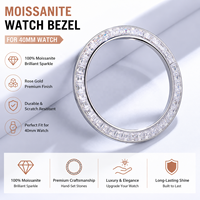 Bague de montre personnalisée de luxe en moissanite de 40 mm avec sertissage de diamants de haute qualité et accessoires de montre en acier inoxydable