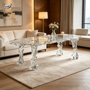 Table à manger en acrylique transparent, style cristal en résine faite à la main, table de réception, mobilier personnalisé pour salon, hôtel, club - Product Image 4