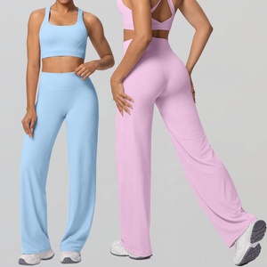 Pantalon de yoga taille haute à séchage rapide avec logo personnalisé, effet push-up, coupe large évasée, pour femme, idéal pour <span class=keywords><strong>la</strong></span> gym, le sport et le fitness - Product Image 5