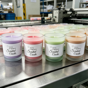 Bougie parfumée en verre givré, cire colorée, étiquette personnalisée, option <span class=keywords><strong>de</strong></span> taille 50G 70G, parfum d'ambiance, aromathérapie, décorative - Product Image 2