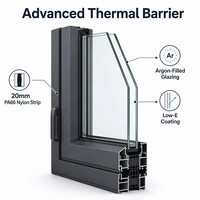 Ventanas Abatibles de Aluminio con Marco Negro, Diseño Clásico de Patio Francés para Proyectos de Villas Europeas, Vidrio Moderno para Dormitorios