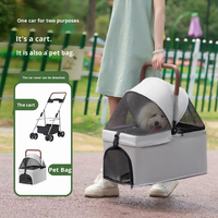 Poussette pliable et détachable pour chien et chat, légère, en métal, à quatre roues, avec fermeture éclair, capacité de 20 kg, idéale pour les sorties