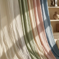 Tissu de rideau transparent froissé de qualité supérieure CC-6-003 90GSM, voile uni extra large 280cm-340cm pour salon et chambre à coucher
