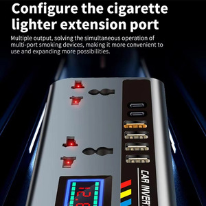 Onduleur <span class=keywords><strong>Voiture</strong></span> 12V 24V Convertisseur Auto 220V Ports de Charge Rapide <span class=keywords><strong>Chargeur</strong></span> Automobile Portable Onduleur 3 Ports USB <span class=keywords><strong>Chargeur</strong></span> <span class=keywords><strong>Voiture</strong></span> - Product Image 4