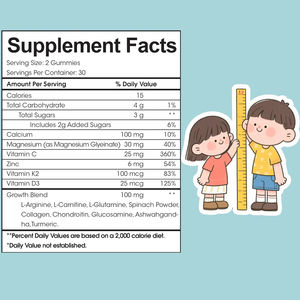 Caramelle Gommose per la Crescita con Calcio, Zinco e Magnesio, Integratore Naturale per Aumentare l'Altezza e Supportare la Densità e la Forza delle Ossa - Product Image 2