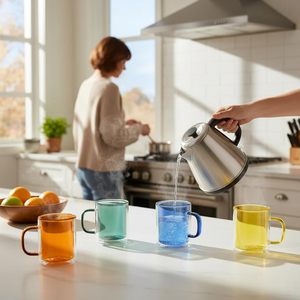 Wholesale Heat Resistant Drinkware Coffee Glass <b>Mugs</b> Ice Cream Cup <b>Double</b> <b>Wall</b> clear Glass <b>Mug</b> Glass Cup with Handle - Product Image 3