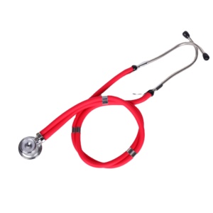 Stetoskop Kepala Baja Tahan Karat Paduan Seng Dua Tabung Dua Sisi Dua Membran Manual Medis Bersertifikasi CE Garansi 1 Tahun - Product Image 3