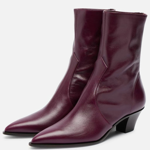 Women's Medium Square Heels Ankles Boots Wide Feet Big Size 45 Shoes Pointed Toe Back Zipper Solid Short <b>Booties</b> - Product Image 3