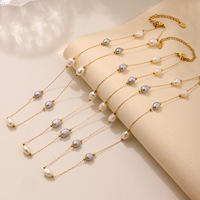 Nouveaux colliers tendance en acier inoxydable plaqué or 18 carats avec perles d'eau douce naturelles, résistants au ternissement
